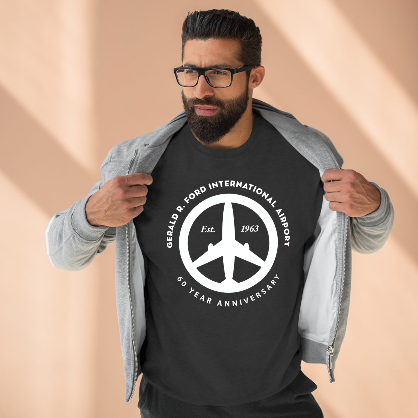 Peace of Mind Logo CENTER on Unisex Premium Crewneck Sweatshirt