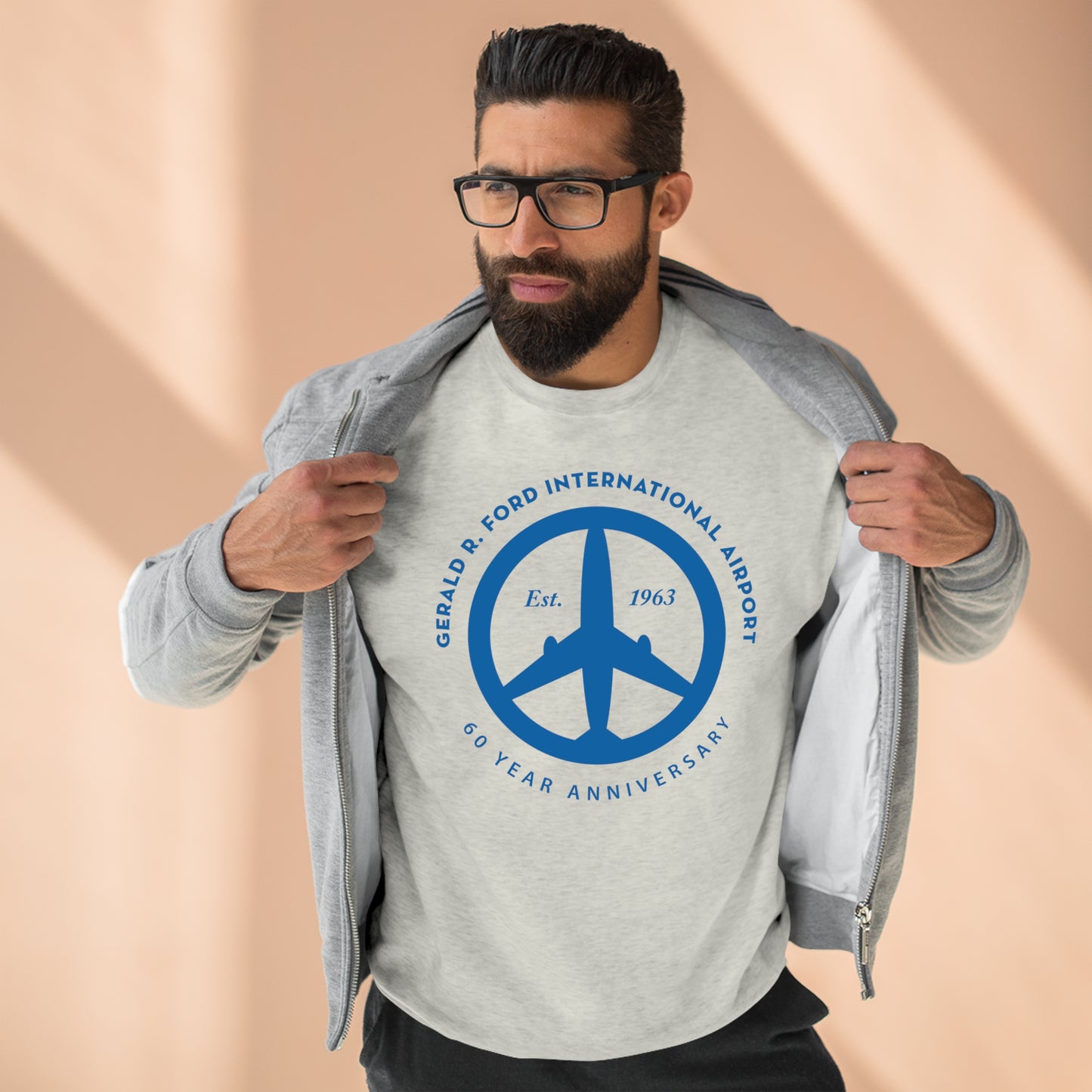 Peace of Mind Logo CENTER on Unisex Premium Crewneck Sweatshirt