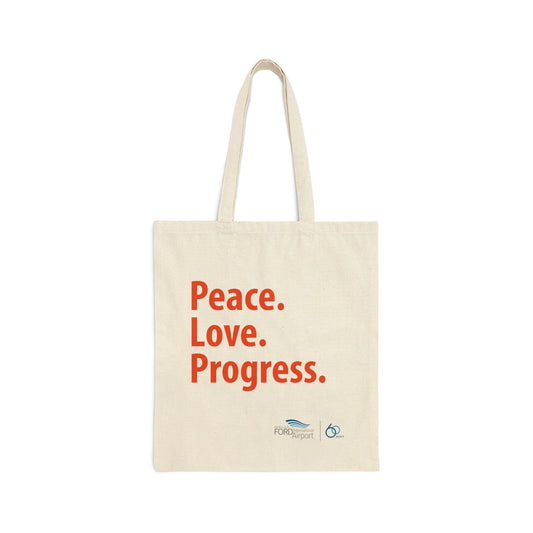 Peace, Love, and Progress Cotton Canvas Tote Bag