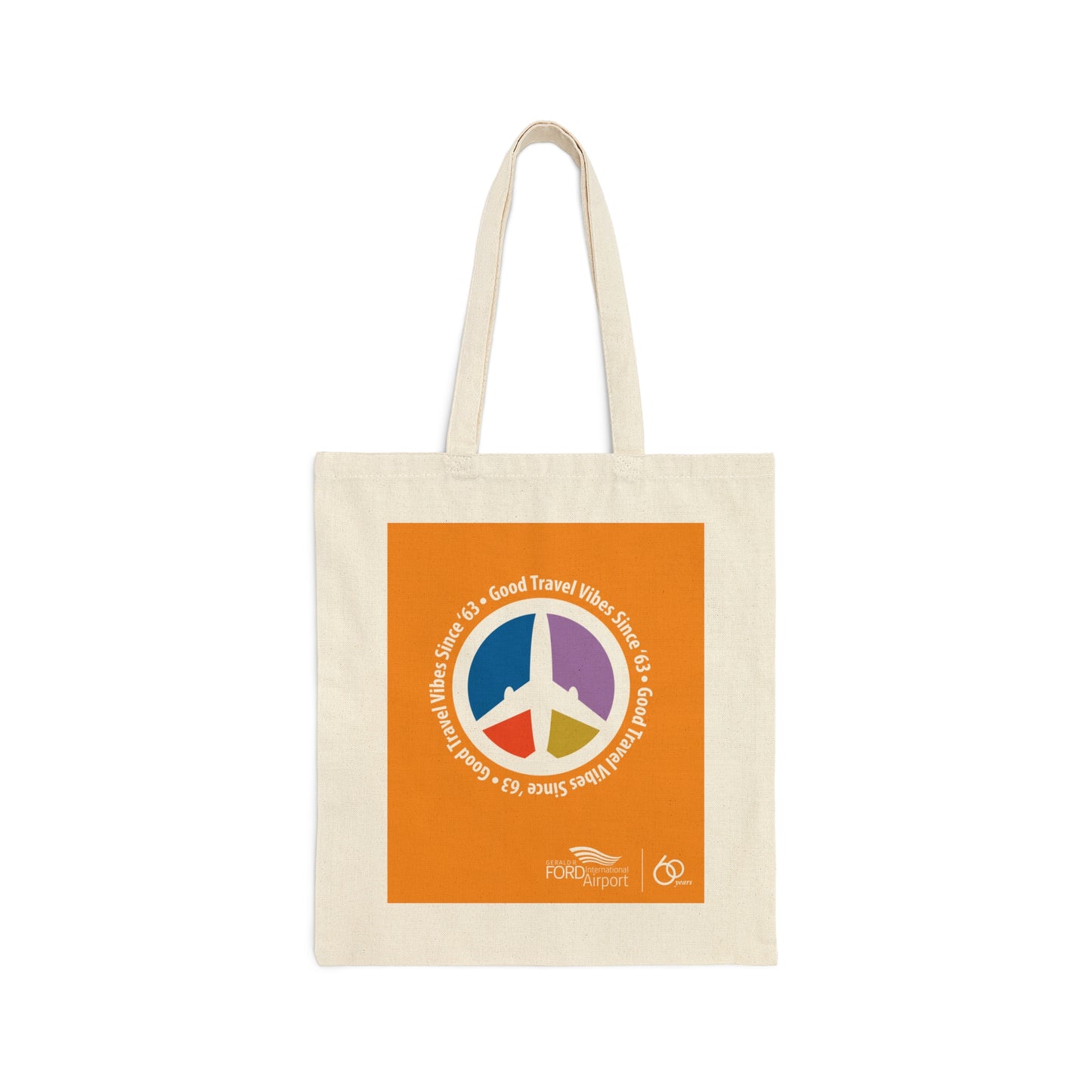 Good Travel Vibes Since '63 with Airplane Logo Cotton Canvas Tote Bag