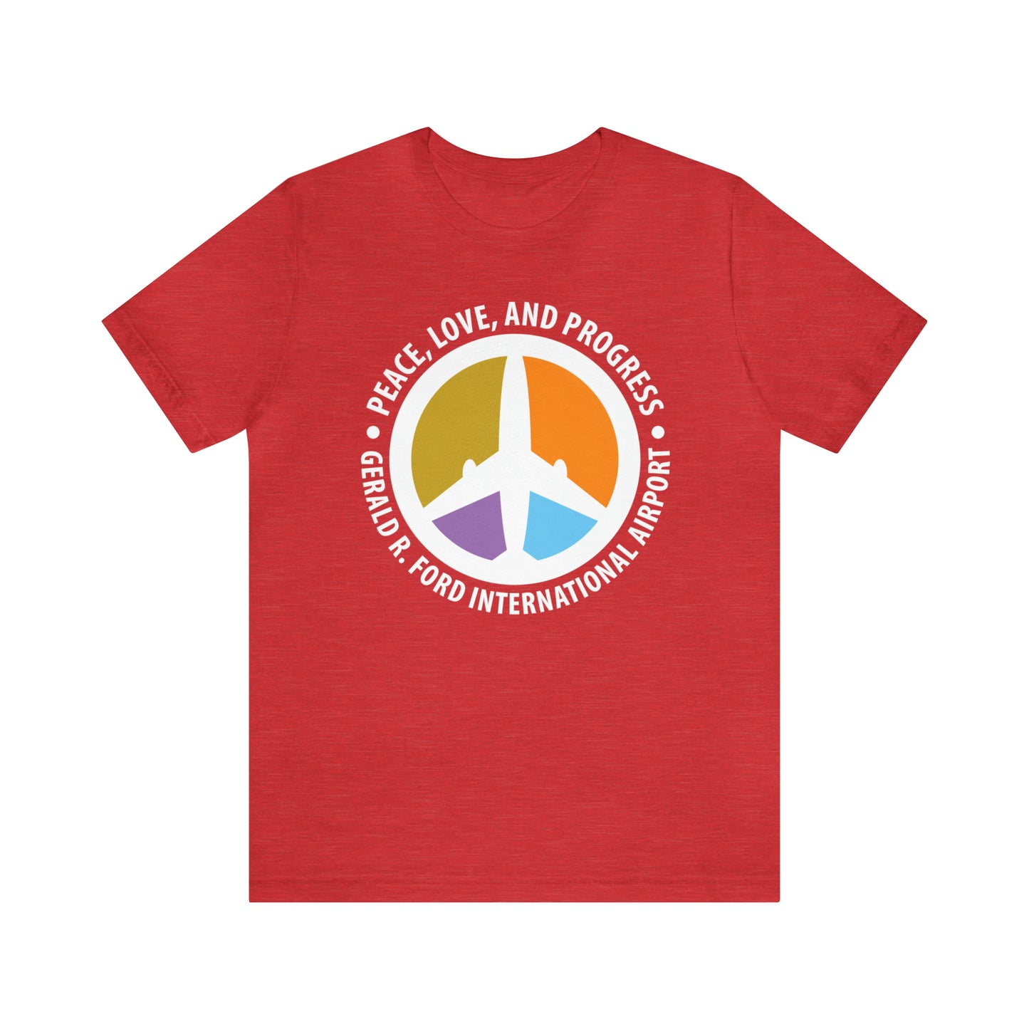 Peace, Love, and Progress on Unisex Short Sleeve Tee