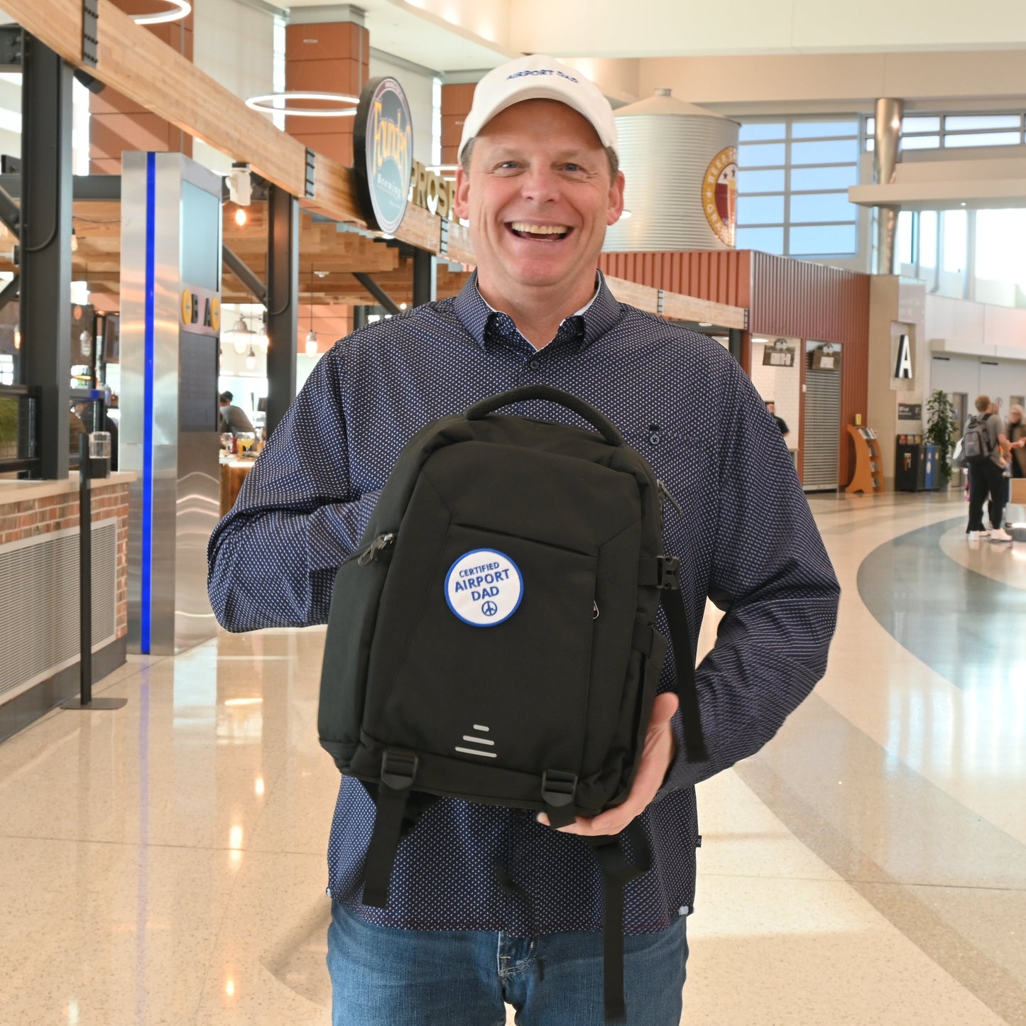 Airport Dad Embroidered Hat (White/Light Blue)