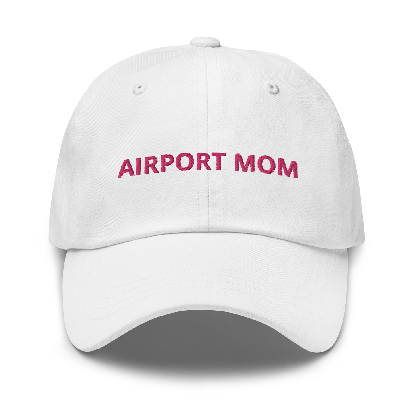 Airport Mom Embroidered Hat (Pink/White)