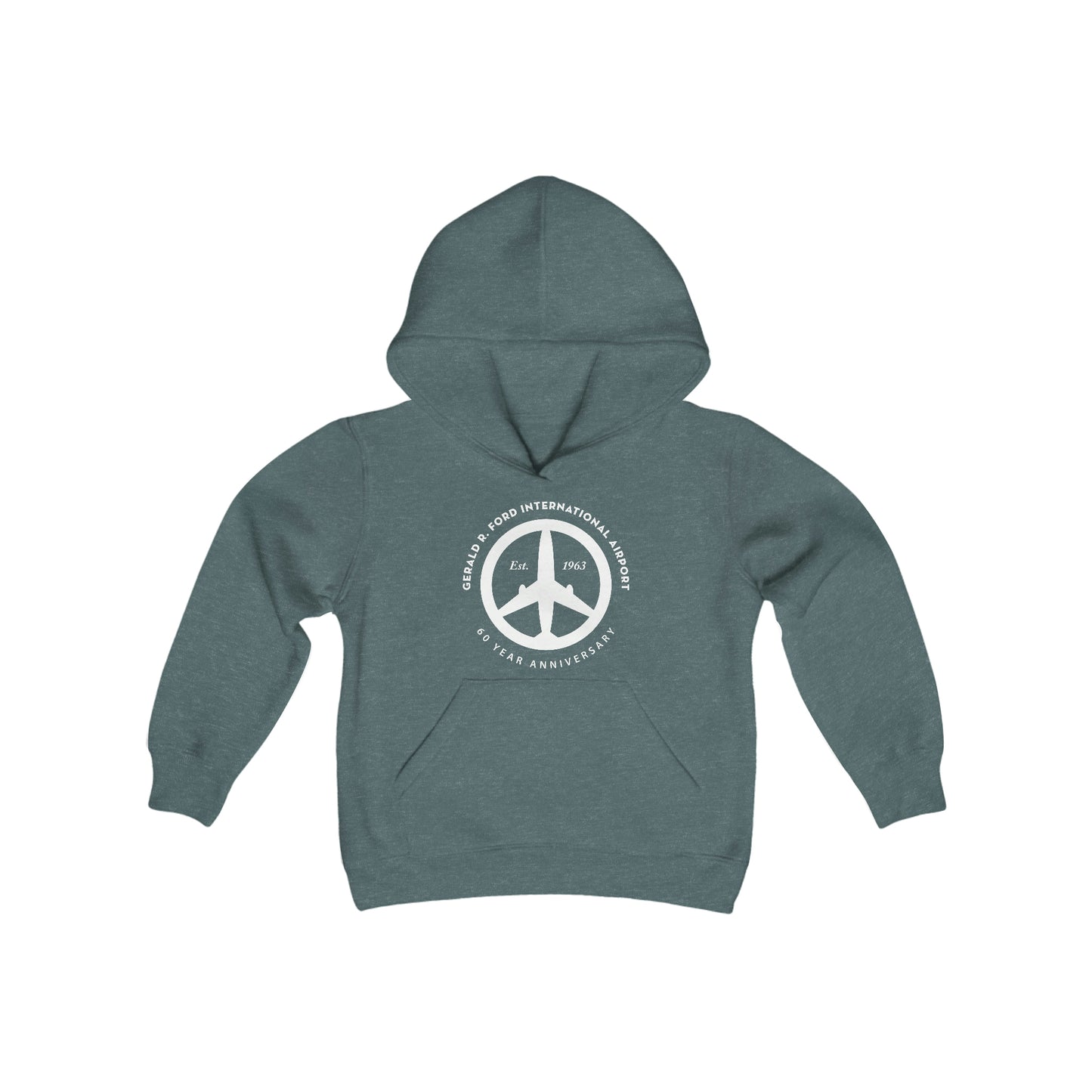 YOUTH Peace of Mind Logo on Heavy Blend Hooded Sweatshirt