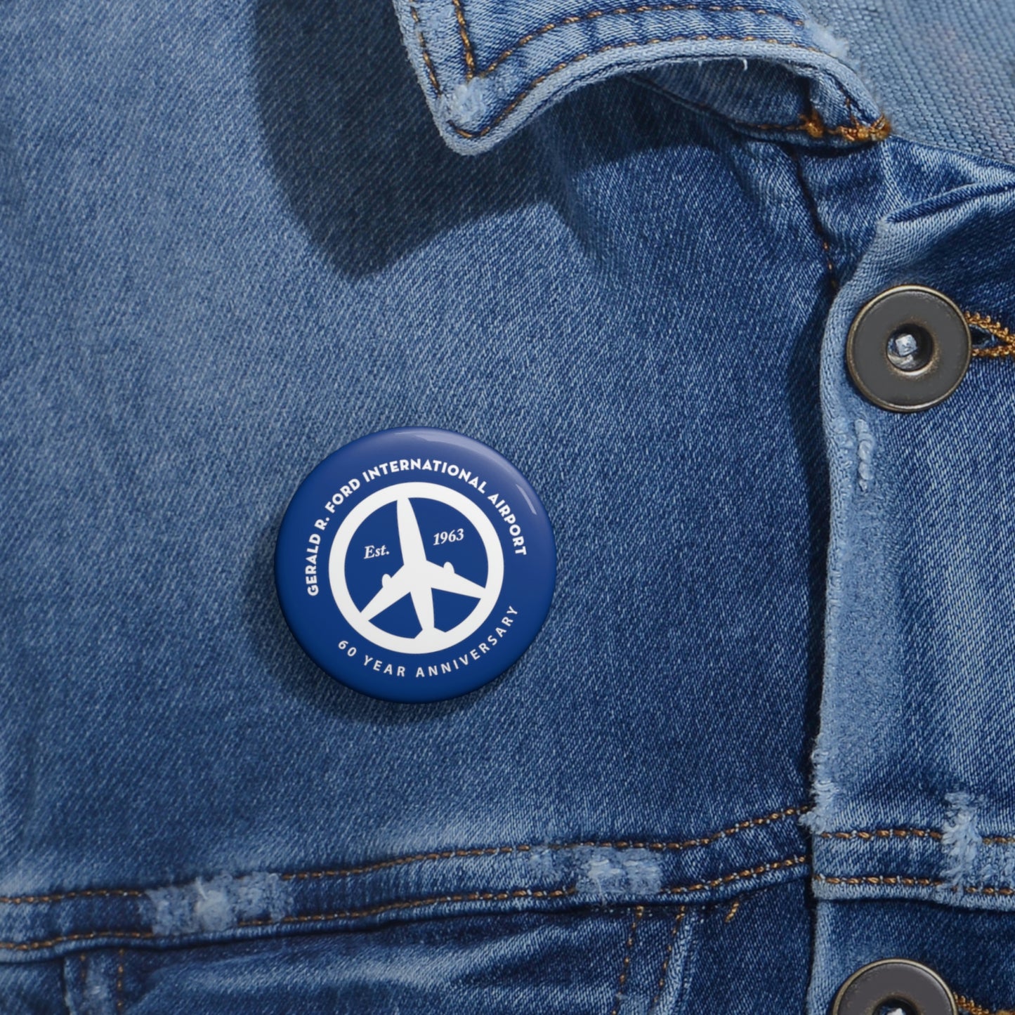 Peace of Mind Logo Blue Pin Button