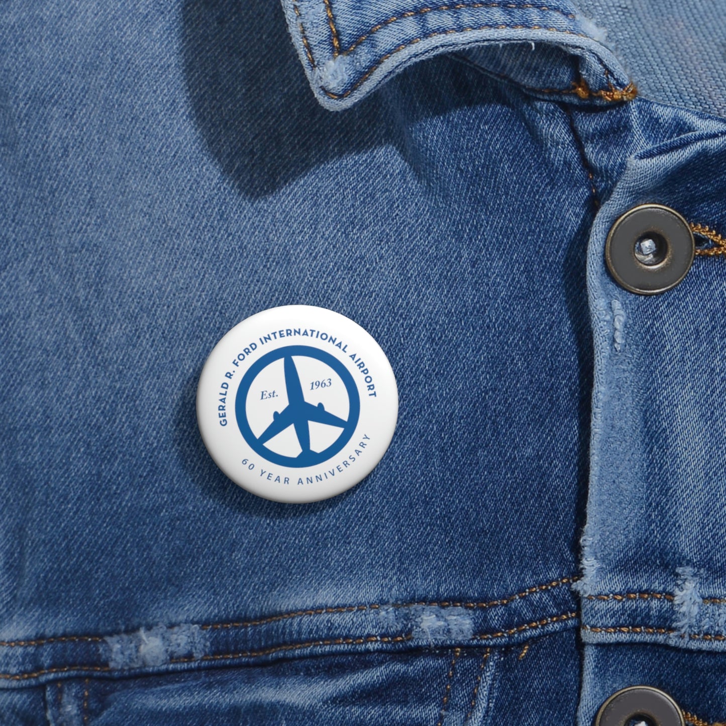 Peace of Mind Logo White Pin Button