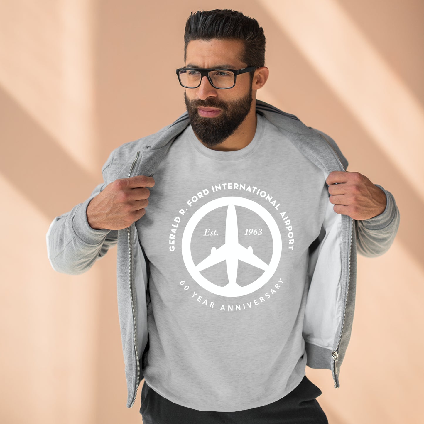 Peace of Mind Logo CENTER on Unisex Premium Crewneck Sweatshirt